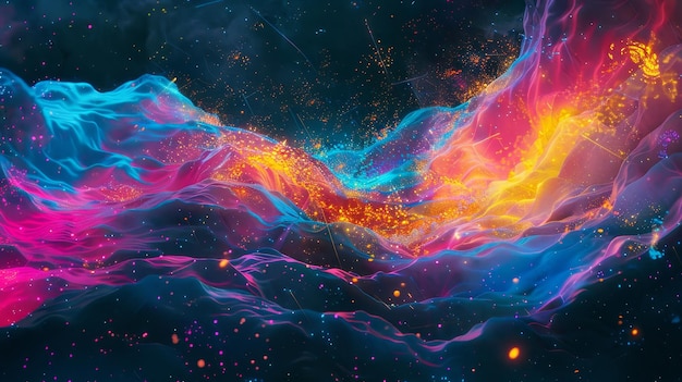 Fluorescent dreamscape una mezcla dinámica de luz y co ilustración generada por la IA