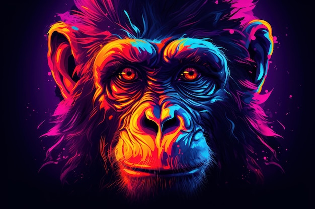 Fluorescente Neon macaco triste Gerar Ai