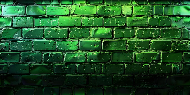 Fluoreszierende grüne Neon-Ziegelsteinmauer nahtloser Hintergrundkonzept Neon-grüne Ziegelstein-Wand nahtlose Hintergrund fluoreszierende Texturen