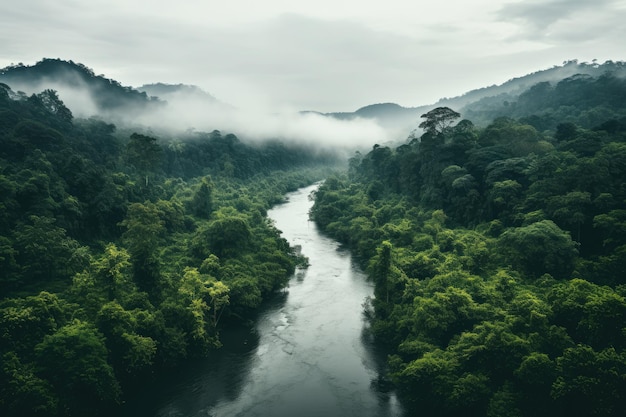 Fluss im Regenwald-Drohnenansicht