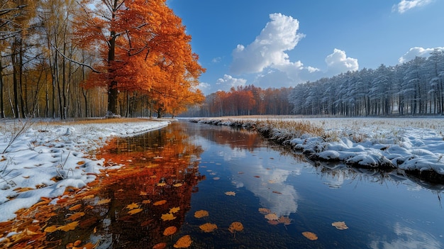 Fluss im Wald und auf den Feldern