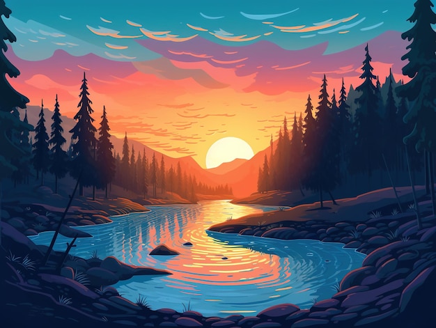 Flussillustration Lofi