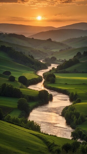 Flusslandschaft in den Bergen