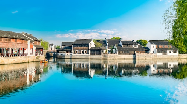 Flussuferseite Suzhous Tang des alten Gebäudes