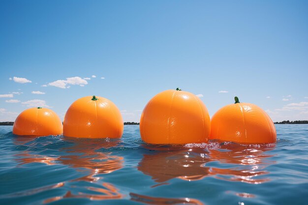 Foto flutuadores e infláveis para piscinas em forma de mandarina