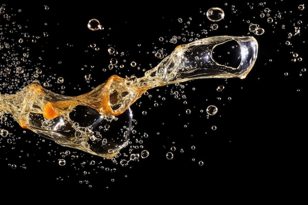 Fluxo de bolhas sob água efervescente brilha refrigerante ou champanhe isolado em fundo transparente