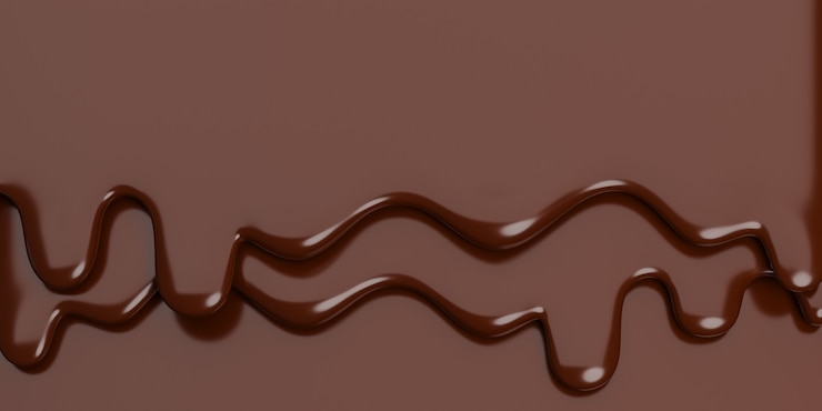 Fluxo de chocolate derretido na faixa marrom