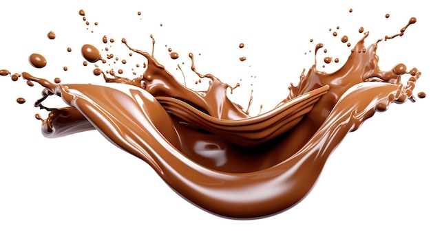 Fluxo de chocolate isolado em fundo branco fechado Generative AI