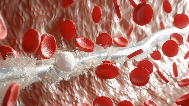 fluxo de glóbulos brancos entre glóbulos vermelhos