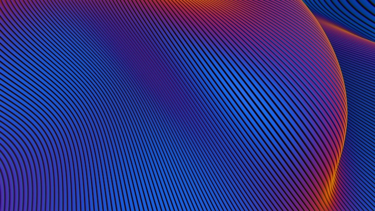 Foto fluxo de gradiente de linhas abstratas com tons azuis e vermelhos