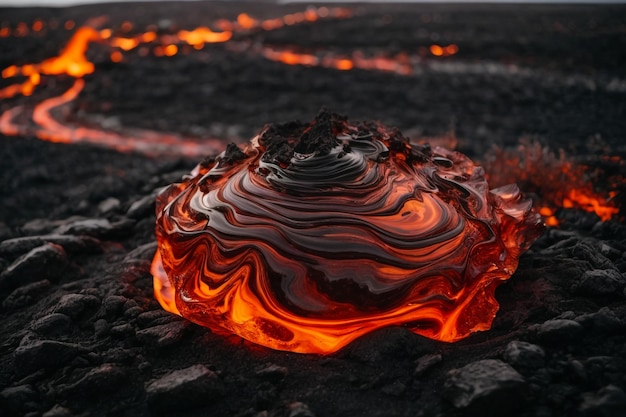 Foto fluxo de lava na ilha grande do havaí