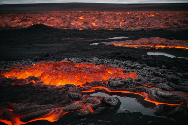 Foto fluxo de lava na ilha grande do havaí