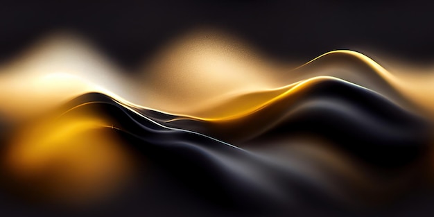Fluxo líquido suave de textura perfeita de formas onduladas pretas e douradas