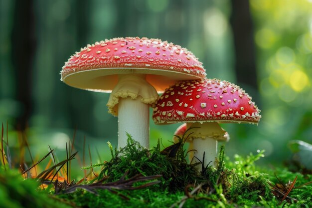 Fly agaric macro foto Belos cogumelos de outono com manchas brancas com tampa vermelha