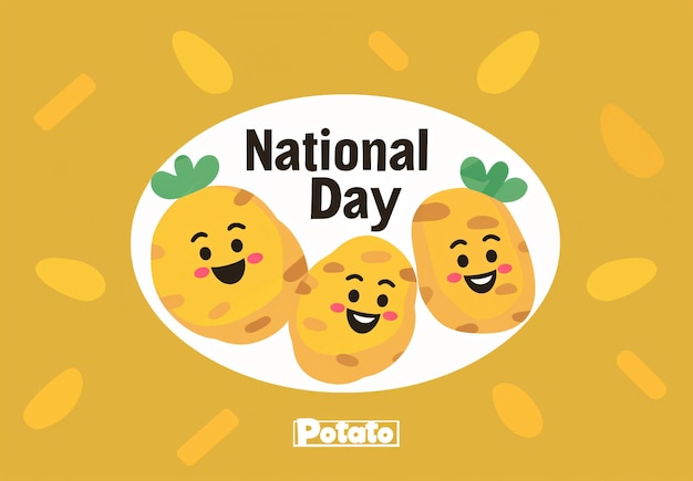 Flyer de Celebração do Dia Nacional da Batata Desenho Plato Vector Gráfico Com um Tema de Batata Festivo