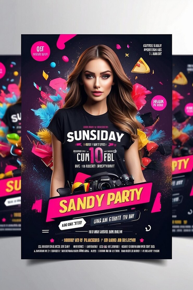 Foto flyer de festa de domingo design de postagem de mídia social e banner da web