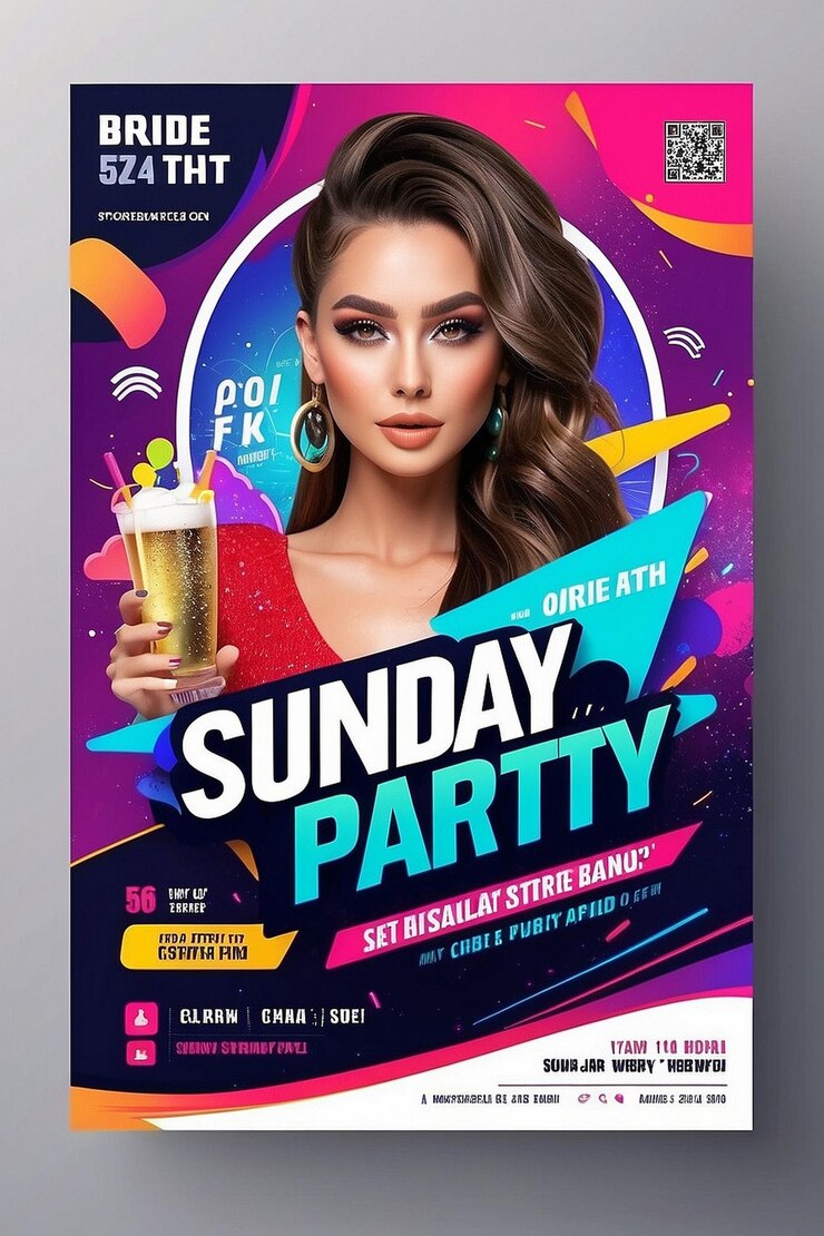 Foto flyer de festa de domingo design de postagem de mídia social e banner da web