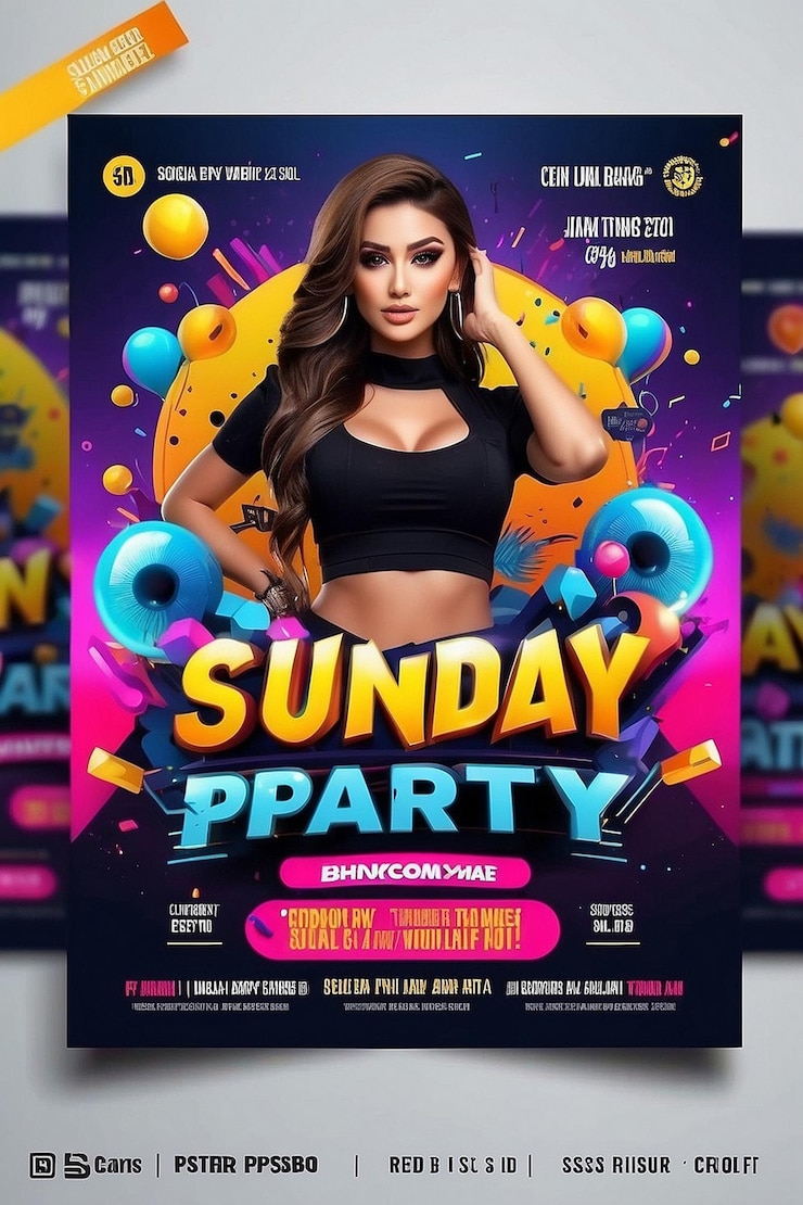 Foto flyer de festa de domingo design de postagem de mídia social e banner da web