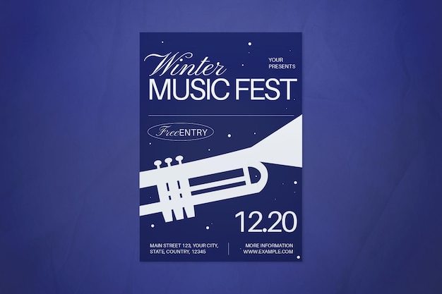 Flyer de mídia social do Blue Utilitarian Winter Music Fest