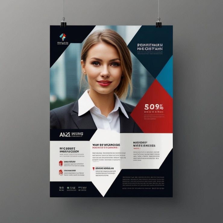 Foto flyer de negócios abstrato com modelo de foto ai gerado