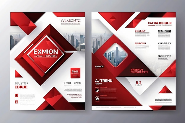 Flyer de negócios Poster Design Set Layout Template Abstract Vermelho Geométrico