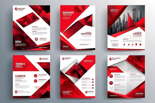Flyer de negócios Poster Design Set Layout Template Abstract Vermelho Geométrico