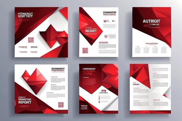 Foto flyer de negócios poster design set layout template abstract vermelho geométrico