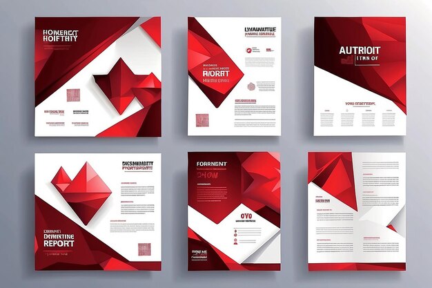 Flyer de negócios Poster Design Set Layout Template Abstract Vermelho Geométrico