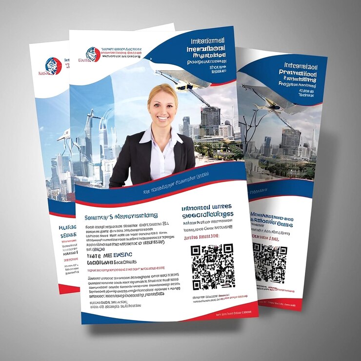 Foto flyer-design für ein unternehmen, das sich auf internationale einkäufe spezialisiert hat