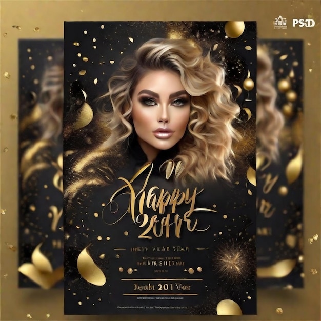 Foto flyer de la fiesta del año nuevo 2024 de psd