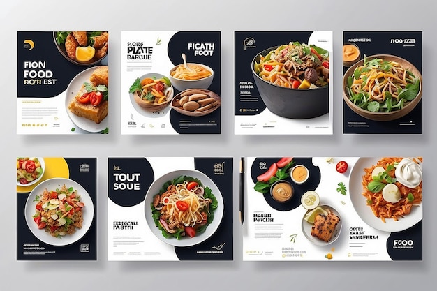 Foto flyer ou social media post template temática alimentação com simples e olha conceito moderno e bundle set