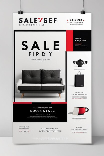 Foto flyer de venta de viernes negro minimalista rojo y negro