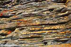 Foto flysch es una serie de rocas sedimentarias marinas que son predominantemente de origen clástico y se caracterizan por la alternancia de capas litológicas balcanes montenegro budva mogren beach