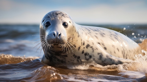 Foca cinzenta na natureza