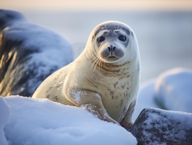 Foca en el hábitat ártico