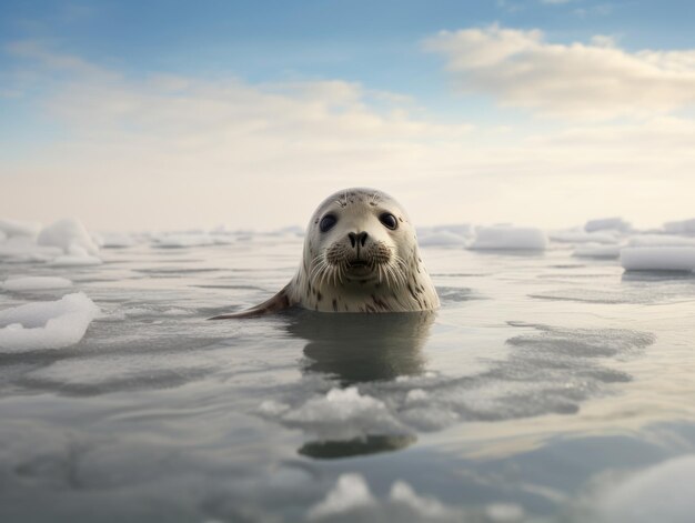 Foto la foca en el país de las maravillas de invierno