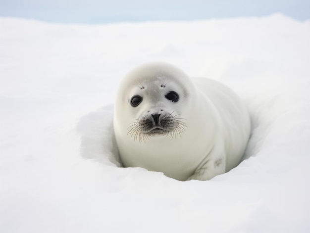 Foto la foca en el país de las maravillas de invierno