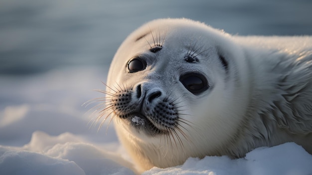 Una foca sobre el hielo en el ártico.