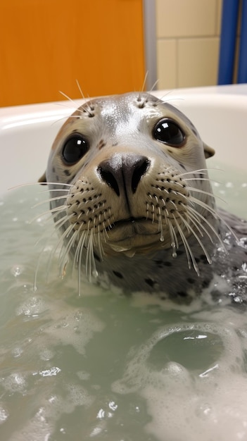 una foca en una tina