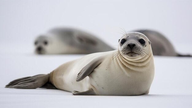 Foto foca vitulina de foca común aislada en el blanco