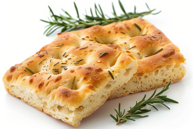 Focaccia-Brot mit Rosmarinenzweig