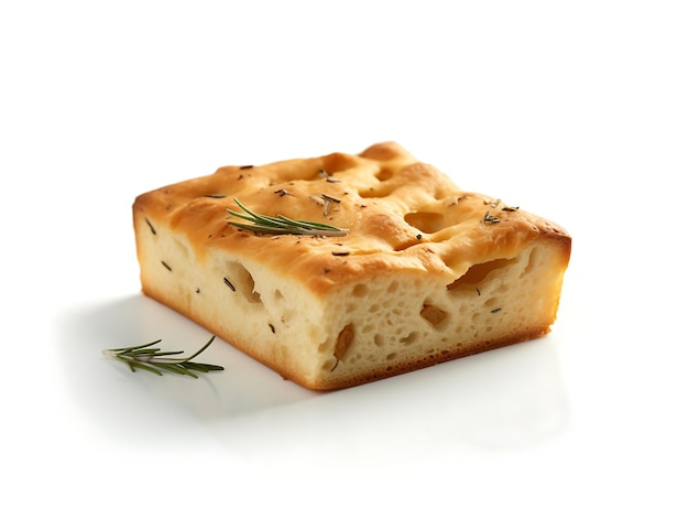 Focaccia en fondo blanco Cerca de Ai Generativo