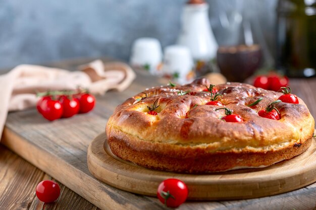 Focaccia italiana recién horneada