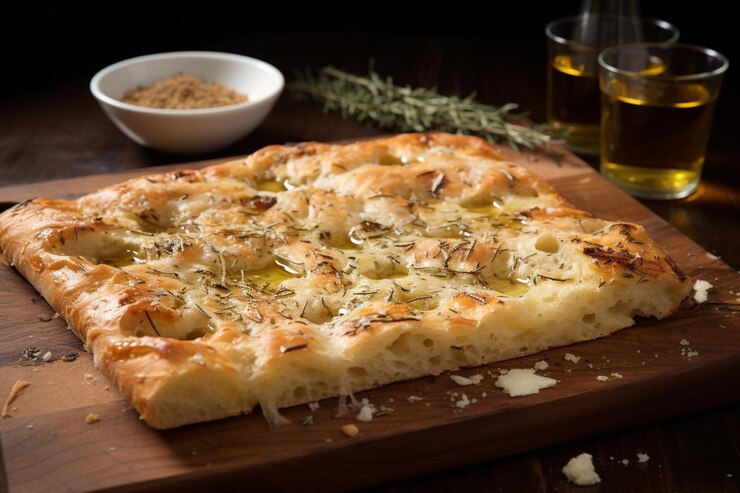 Foto focaccia mit trüffelöl und parmesan