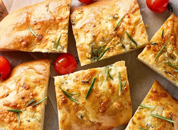 Focaccia de pan plano italiano