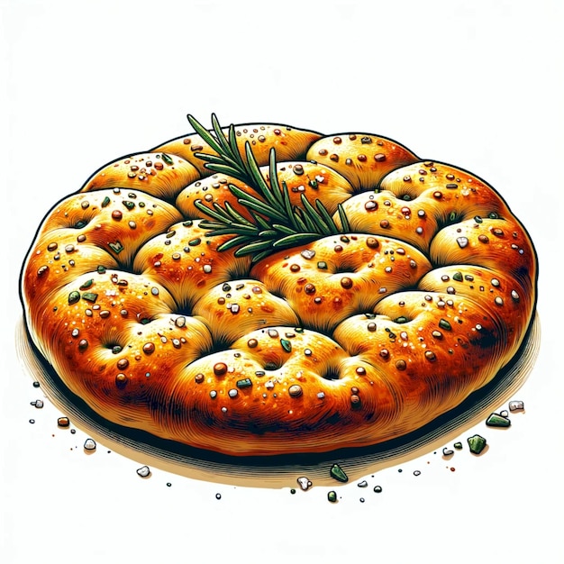 Focaccia typische italienische Lebensmittel-Design-Illustration