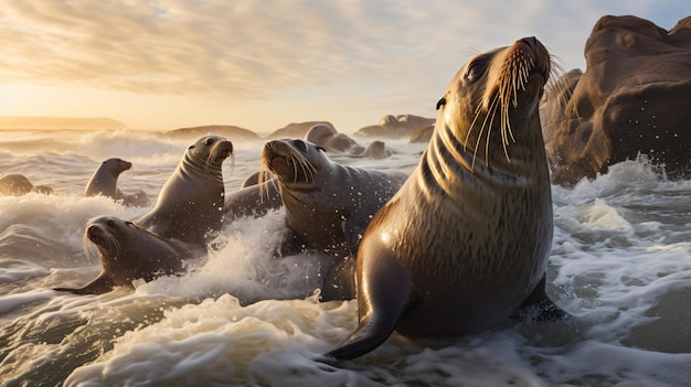 Focas en la costa