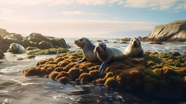 Focas en la costa