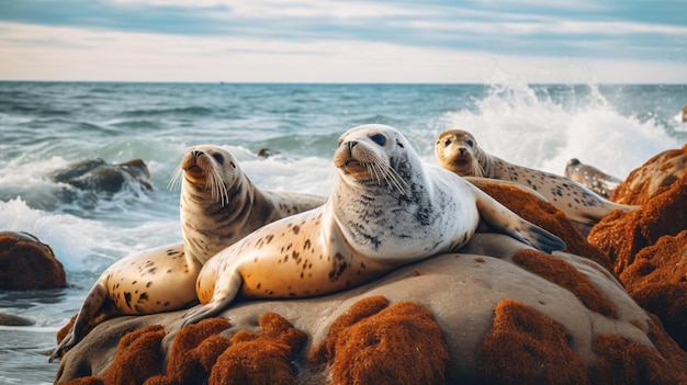 Focas en la costa