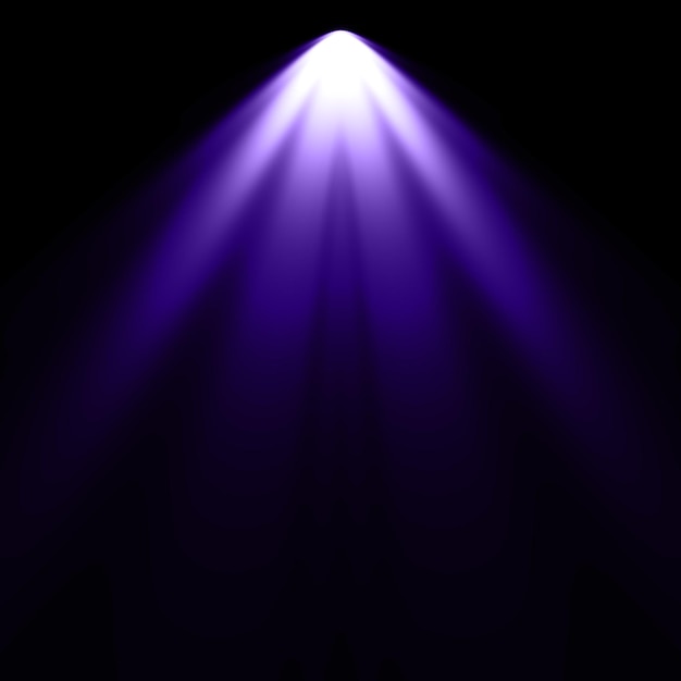 Foco morado de iluminación con fondo negro.